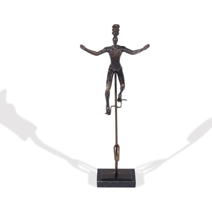 16" Bronze Resin Unicycle Man Tabletop Sculpture