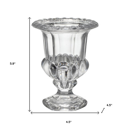 Set of Two Clear Glass Urn Table Vases