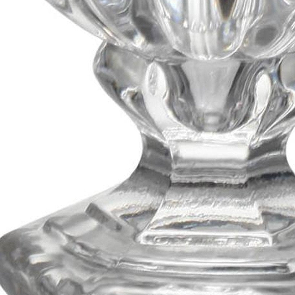 Set of Two Clear Glass Urn Table Vases