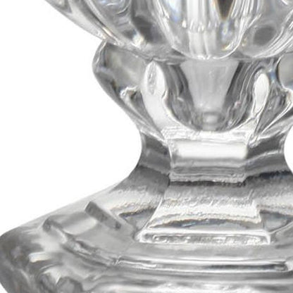 Set of Two Clear Glass Urn Table Vases