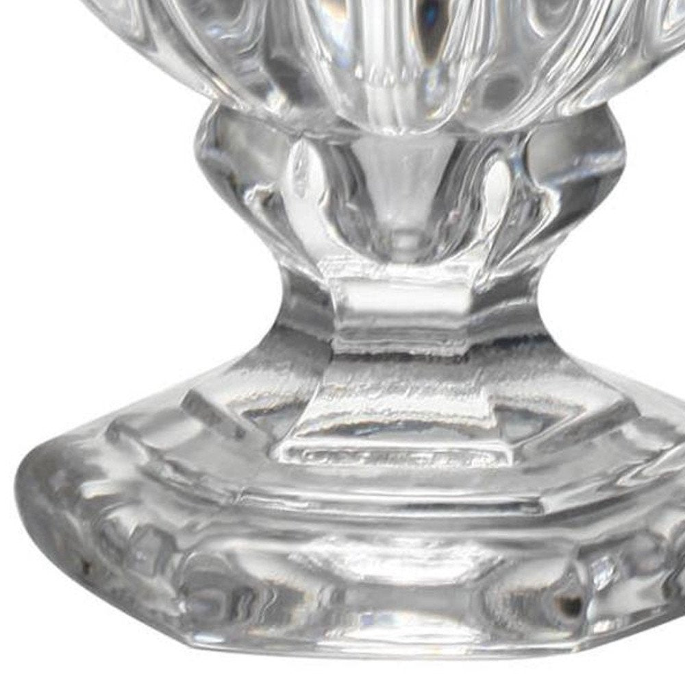 Set of Two Clear Glass Urn Table Vases