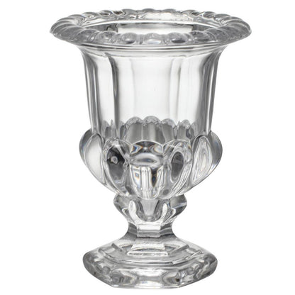 Set of Two Clear Glass Urn Table Vases