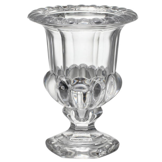 Set of Two Clear Glass Urn Table Vases