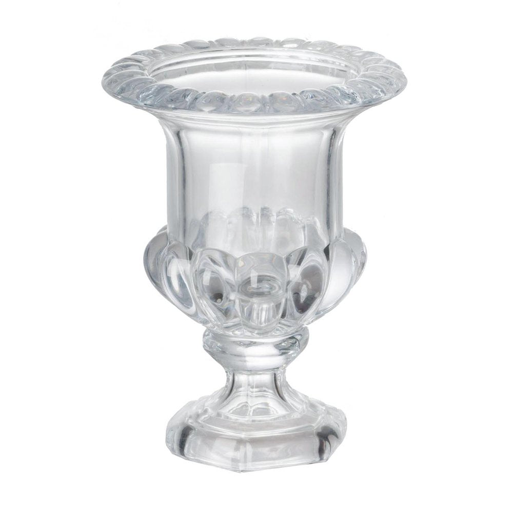 Set of Two Clear Glass Urn Table Vases