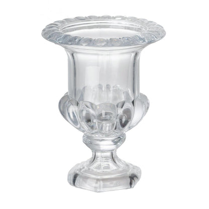 Set of Two Clear Glass Urn Table Vases