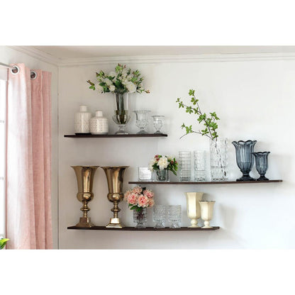 Set of Two Clear Glass Urn Table Vases