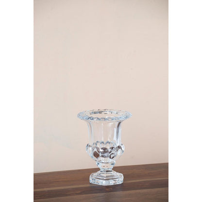 Set of Two Clear Glass Urn Table Vases
