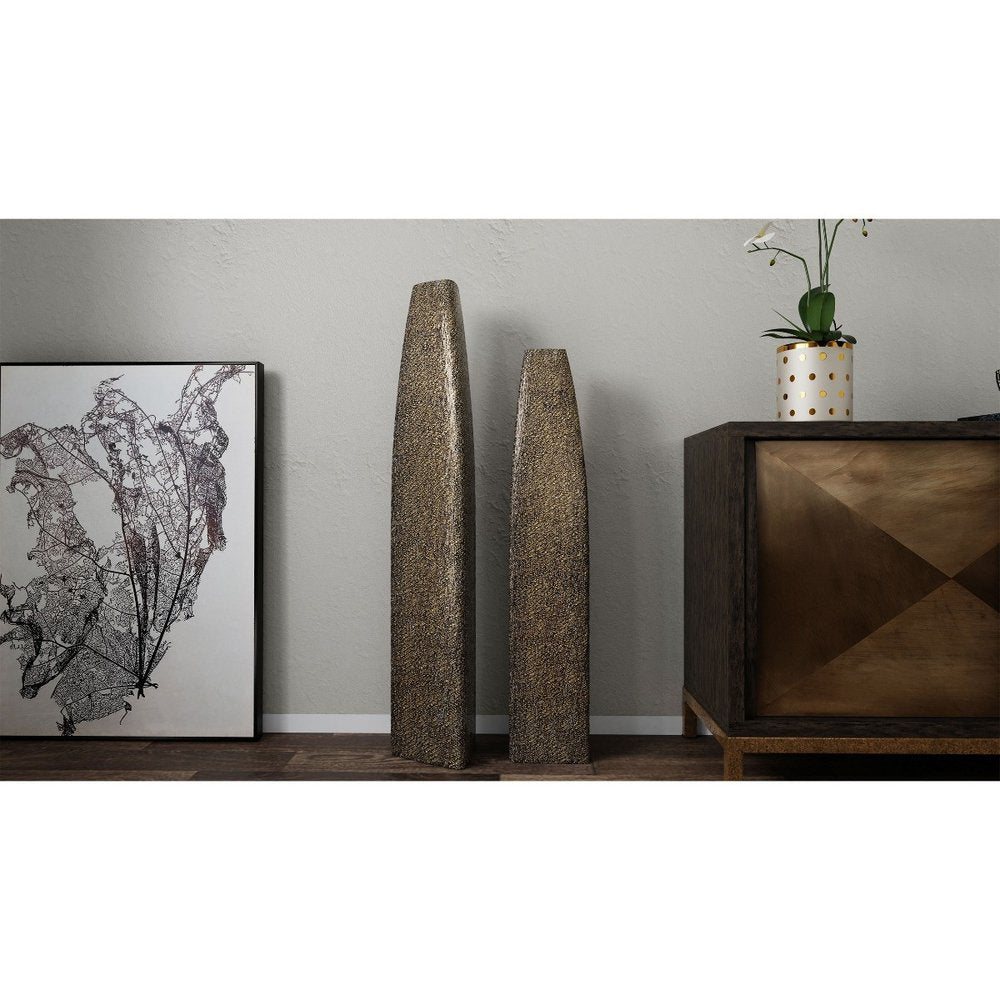 40" Gold Tapered Ceramic Floor Vase