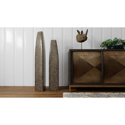 40" Gold Tapered Ceramic Floor Vase