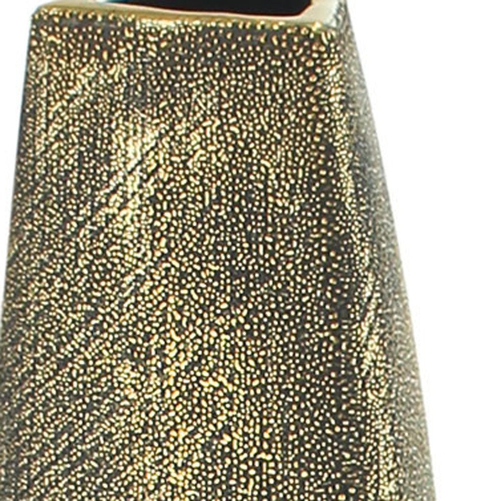 40" Gold Tapered Ceramic Floor Vase