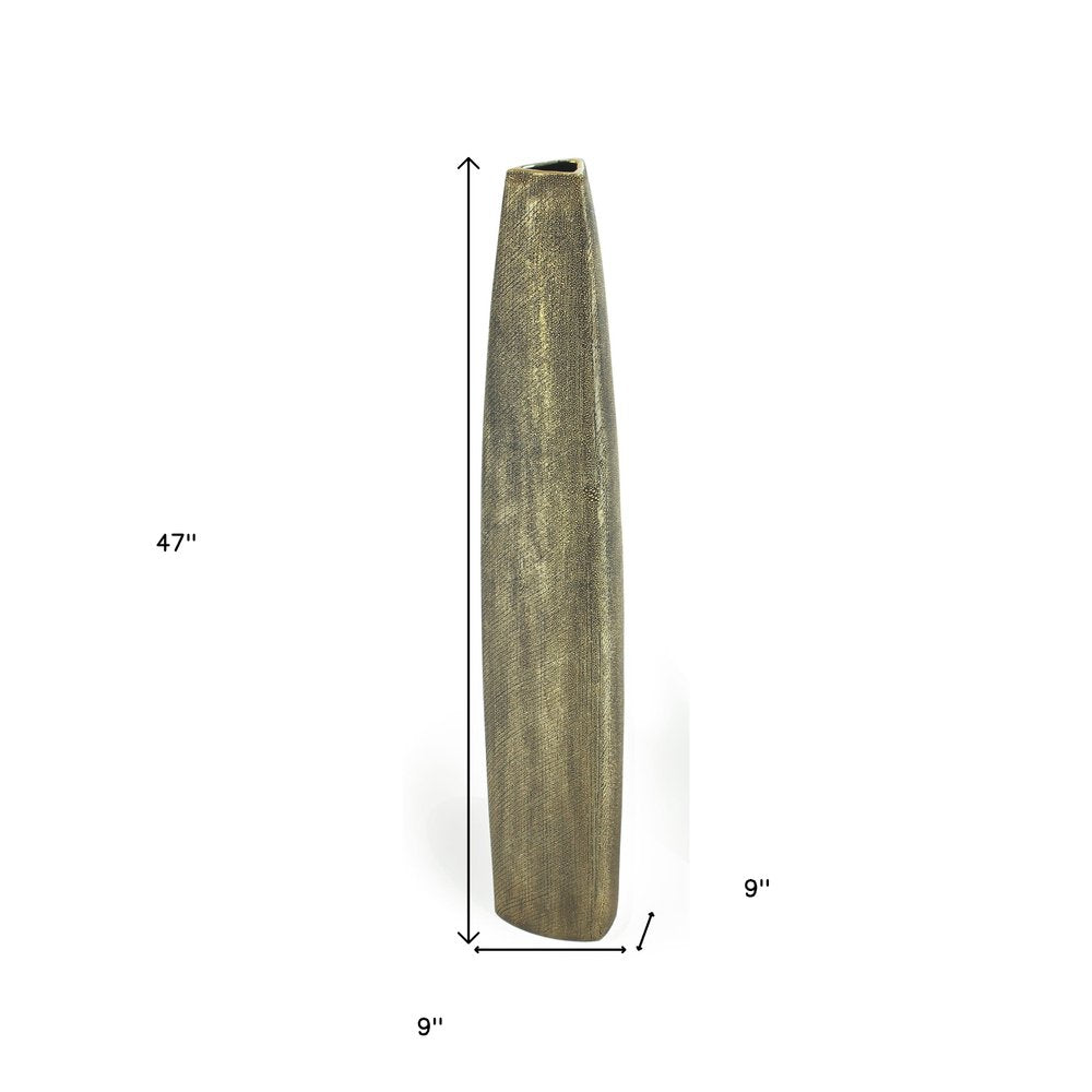 47" Gold Tapered Ceramic Floor Vase