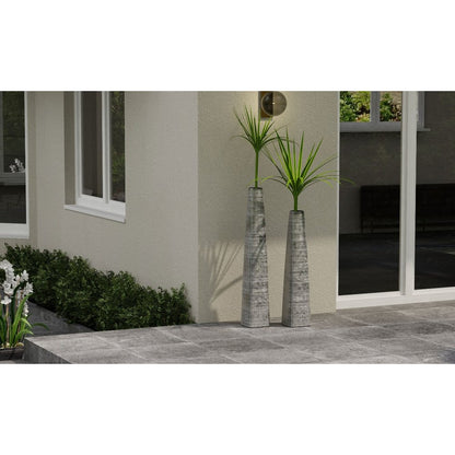 40" Silver Striped Tapered Ceramic Floor Vase