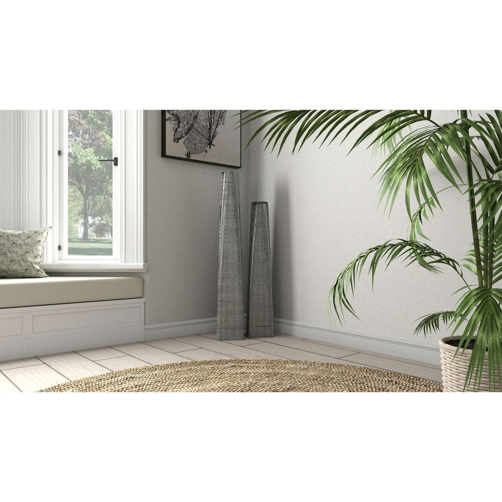 48" Silver Striped Tapered Ceramic Floor Vase