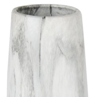 40" White Faux Marble Tapered Ceramic Floor Vase