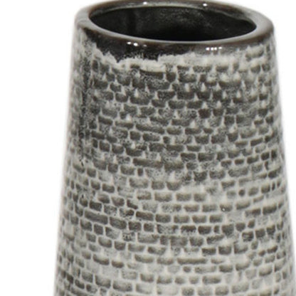 39" Black And Gray Ombre Tapered Ceramic Floor Vase