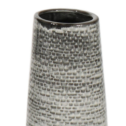 39" Black And Gray Ombre Tapered Ceramic Floor Vase