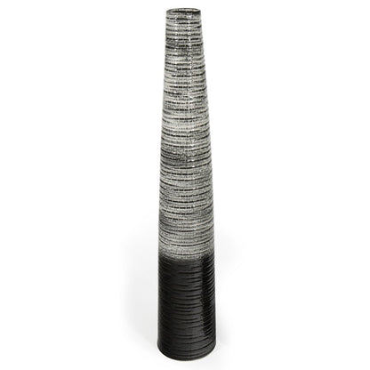 47" Black And Gray Ombre Tapered Ceramic Floor Vase