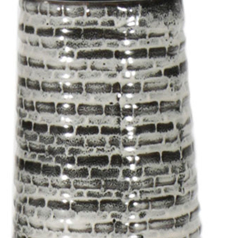 47" Black And Gray Ombre Tapered Ceramic Floor Vase