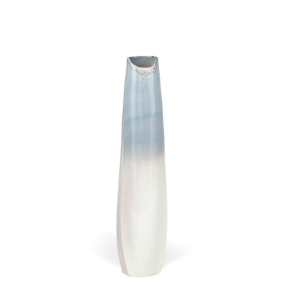 40" Blue And White Ombre Ceramic Floor Vase