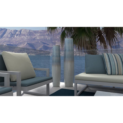 40" Blue And White Ombre Ceramic Floor Vase