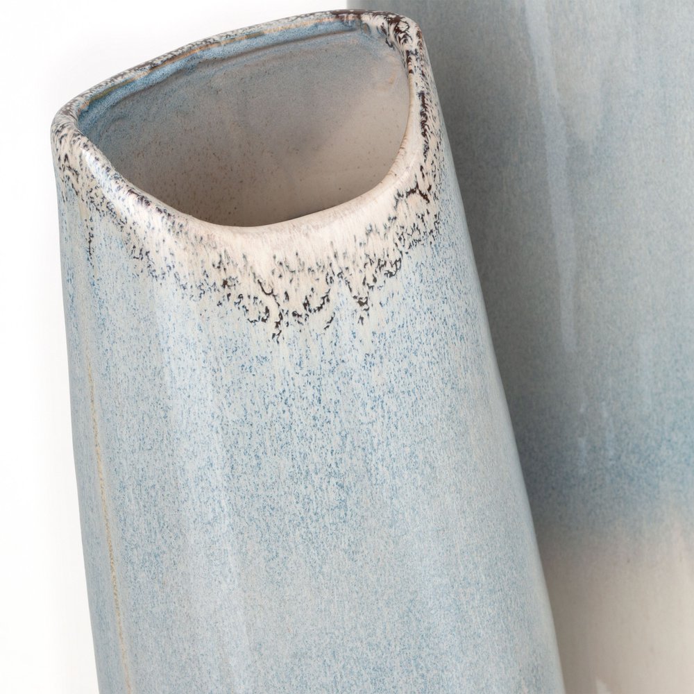 40" Blue And White Ombre Ceramic Floor Vase