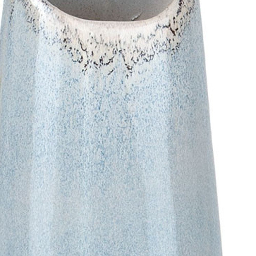 40" Blue And White Ombre Ceramic Floor Vase