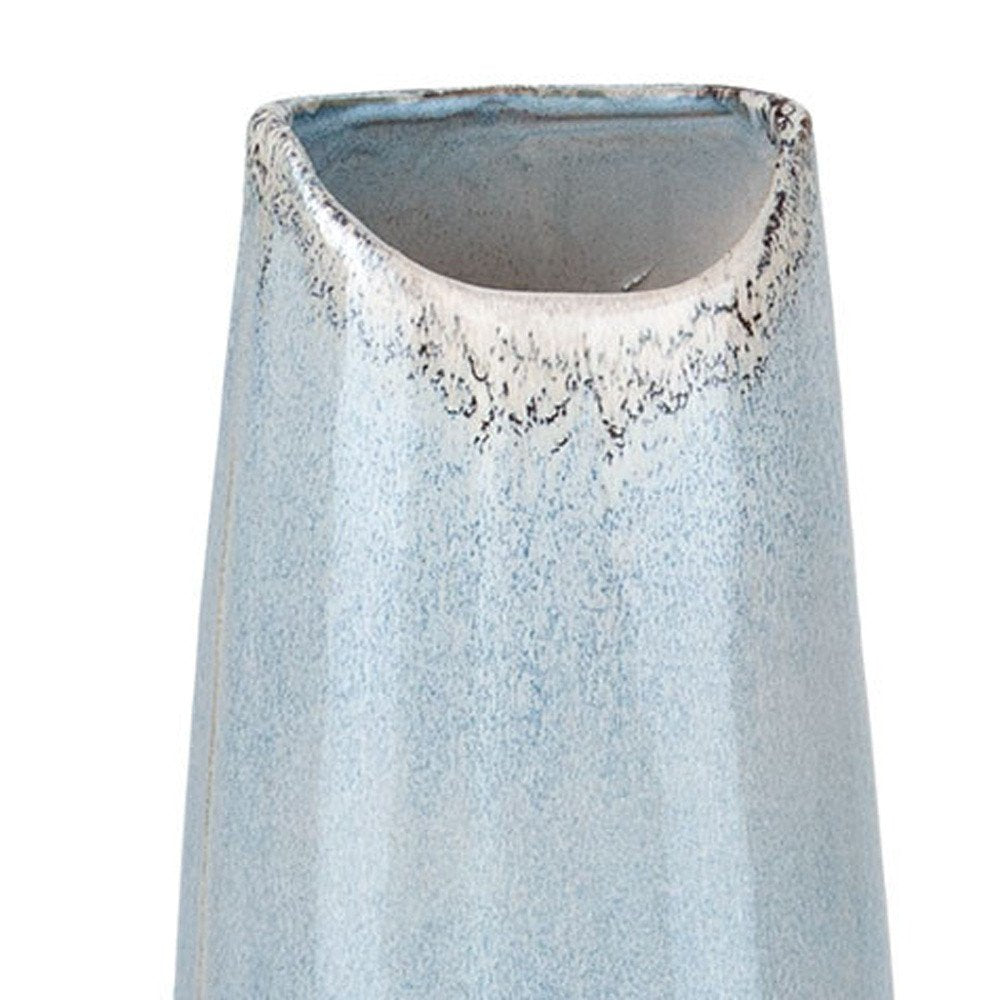 40" Blue And White Ombre Ceramic Floor Vase