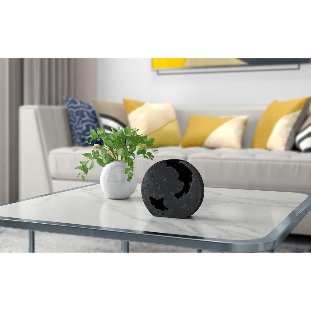 8" Black Hammered Round Aluminum Table Vase