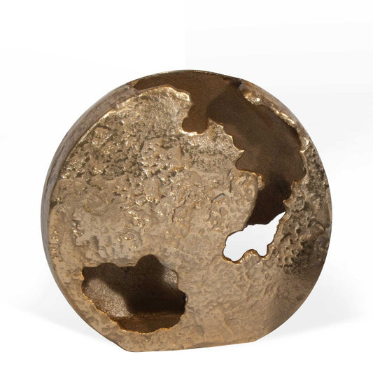 12" Gold Hammered Round Aluminum Table Vase