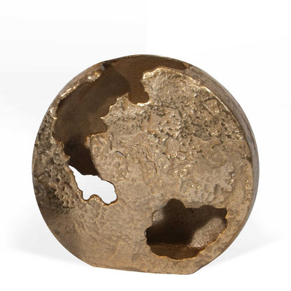 12" Gold Hammered Round Aluminum Table Vase