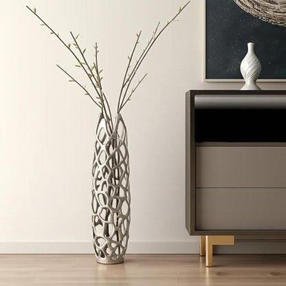 27" Cylinder Aluminum Floor Vase