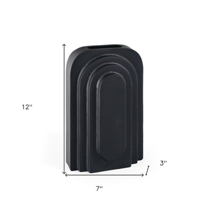 12" Black Geometric Aluminum Table Vase