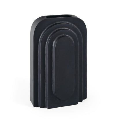 12" Black Geometric Aluminum Table Vase