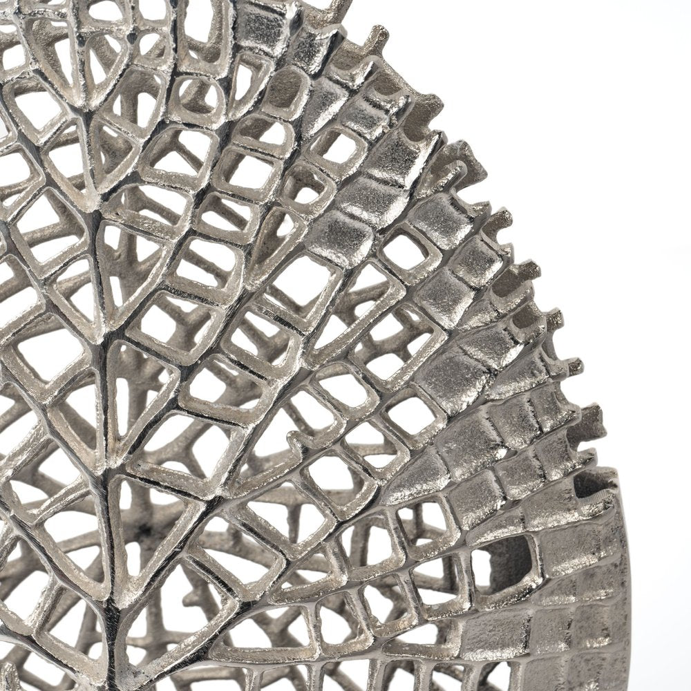 14" Silver Pierced Aluminum Table Vase