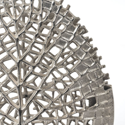 14" Silver Pierced Aluminum Table Vase