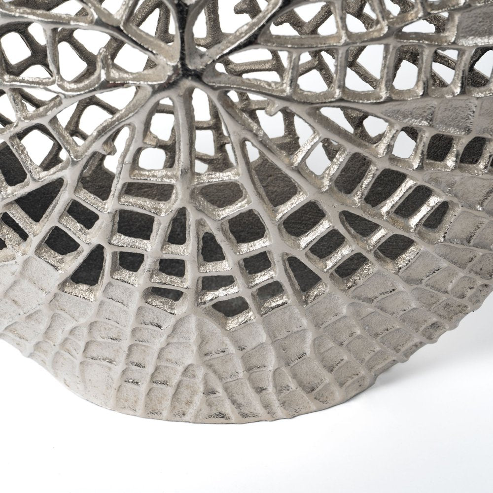 14" Silver Pierced Aluminum Table Vase