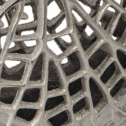 14" Silver Pierced Aluminum Table Vase