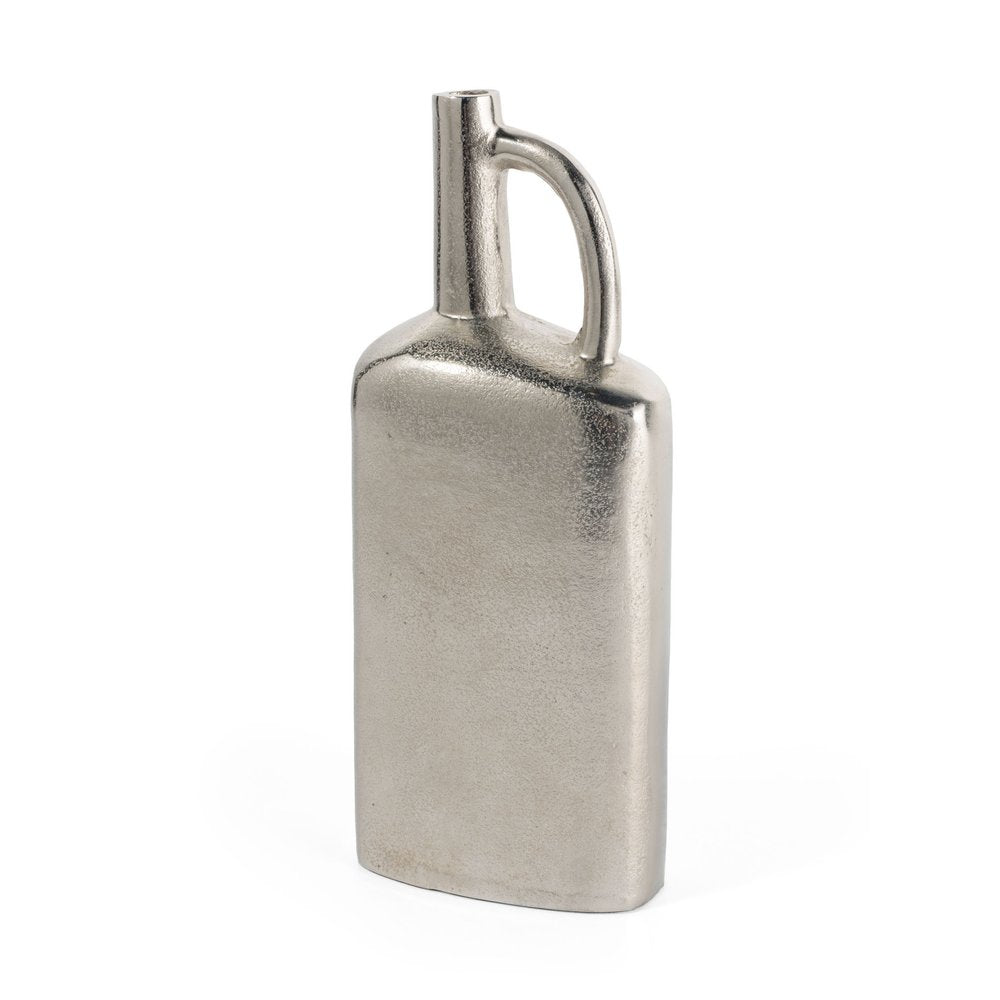 14" Silver Aluminum Jug Table Vase