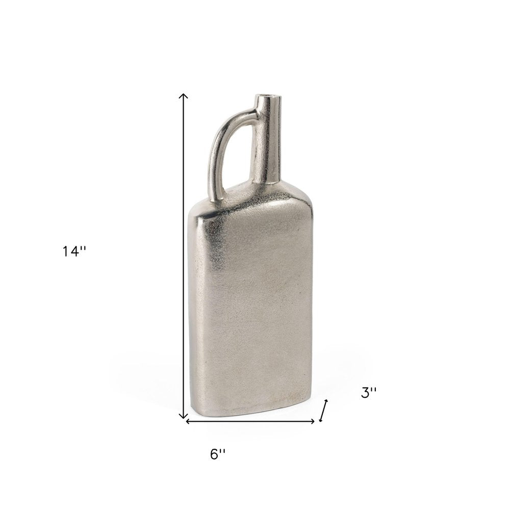 14" Silver Aluminum Jug Table Vase