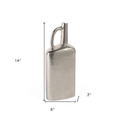 14" Silver Aluminum Jug Table Vase