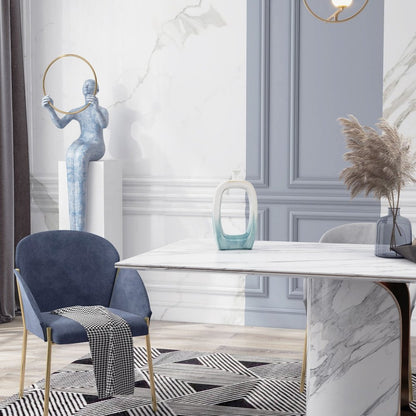 14" Aqua And White Ombre Ceramic Table Vase