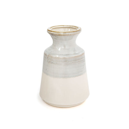 9" Blue And White Color Block Bud Ceramic Table Vase