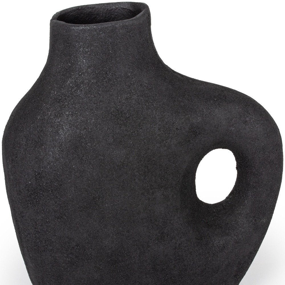 12" Black Aluminum Modern Abstract Table Vase