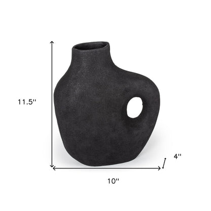 12" Black Aluminum Modern Abstract Table Vase
