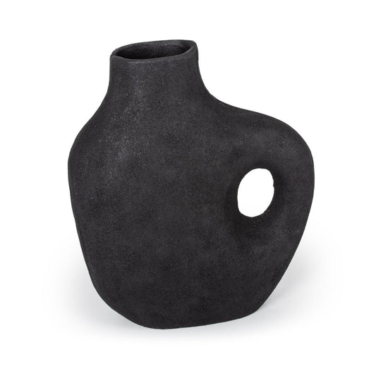 12" Black Aluminum Modern Abstract Table Vase