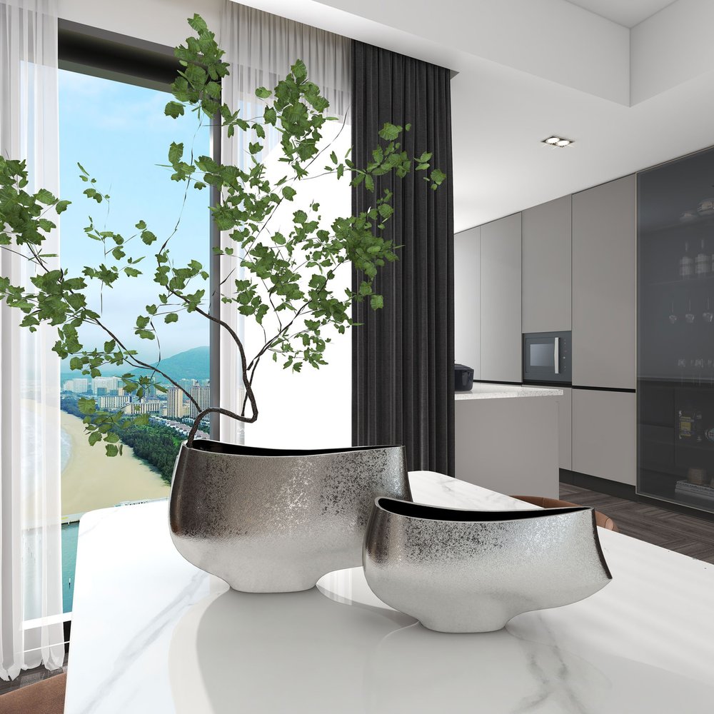 7" Nickel Aluminum Table Vase