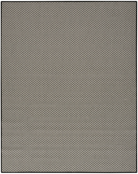 Beige rug with a diamond-pattern design, rectangular 10' x 14'.