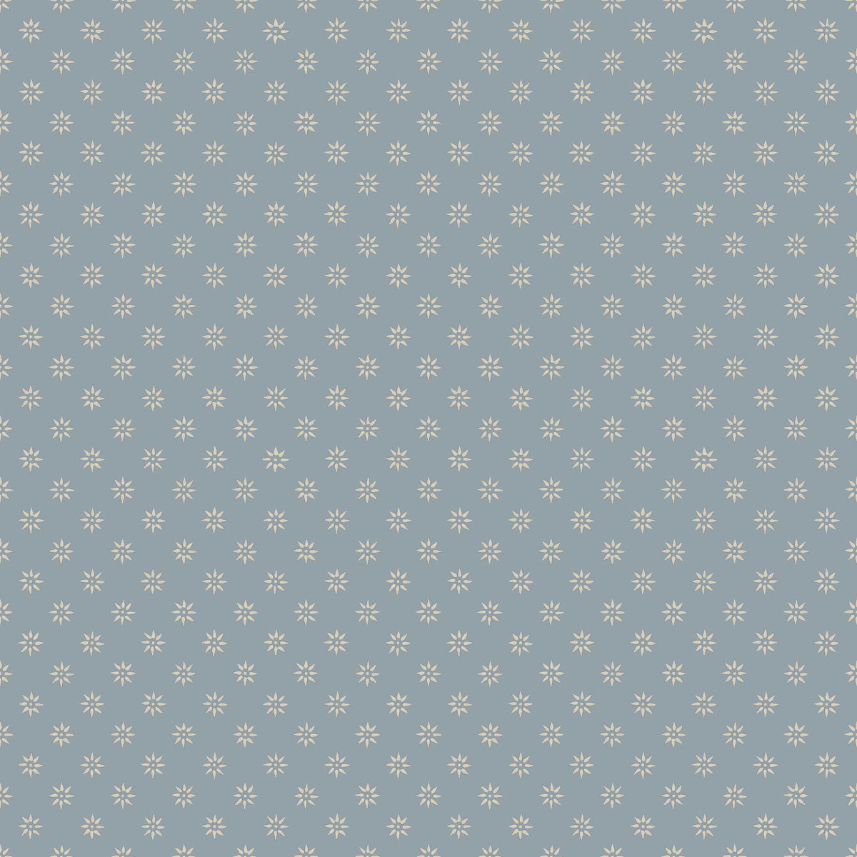 Light blue-gray wallpaper with a delicate white starburst snowflake pattern; repeating print.
