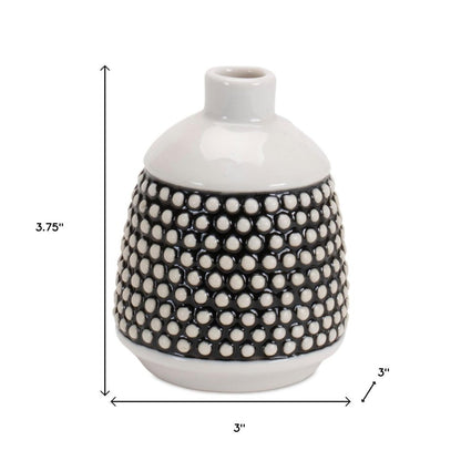 Set of Two Black And White Ceramic Round Table Vases