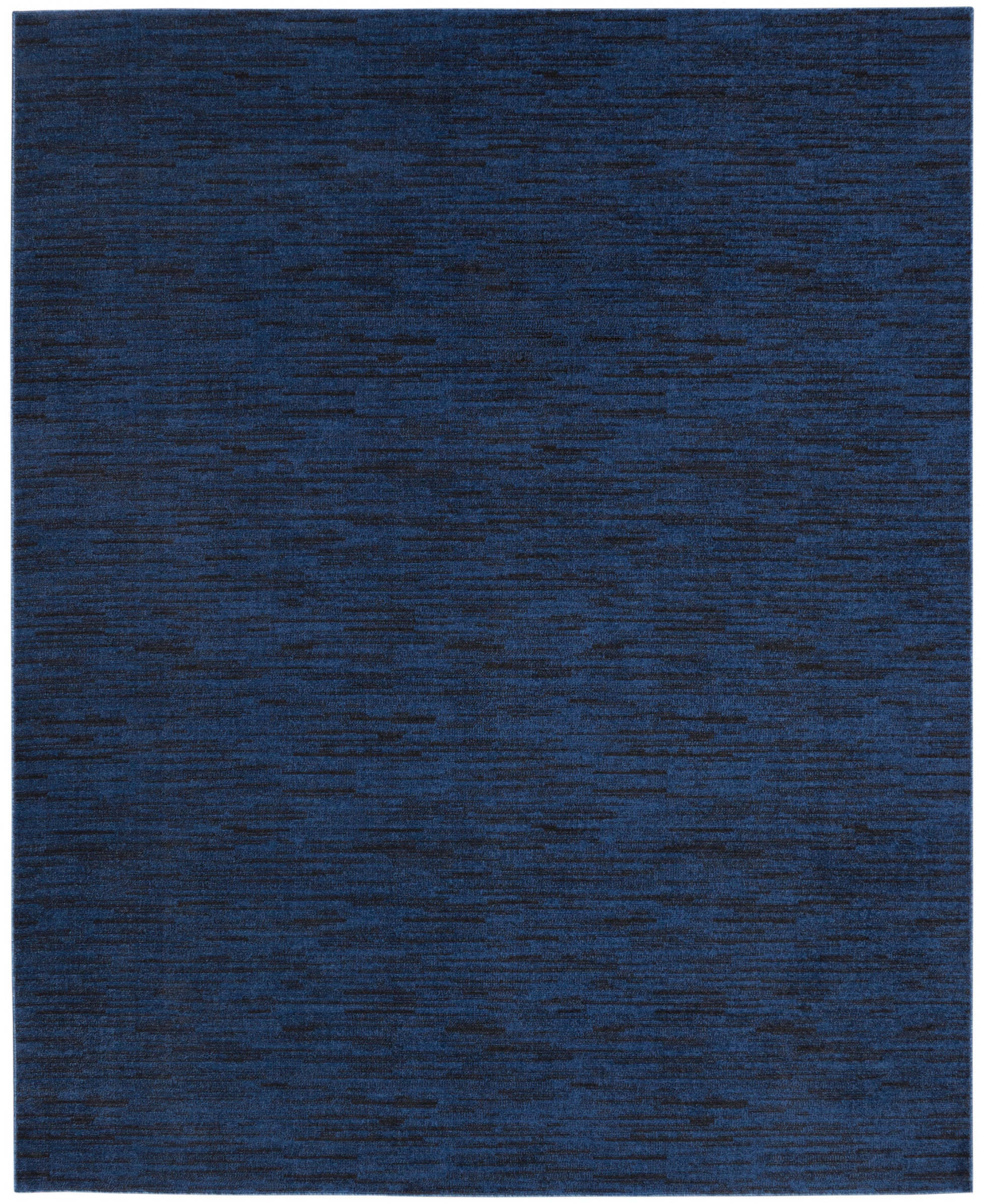 Navy blue rectangular outdoor rug with a subtle heathered texture.